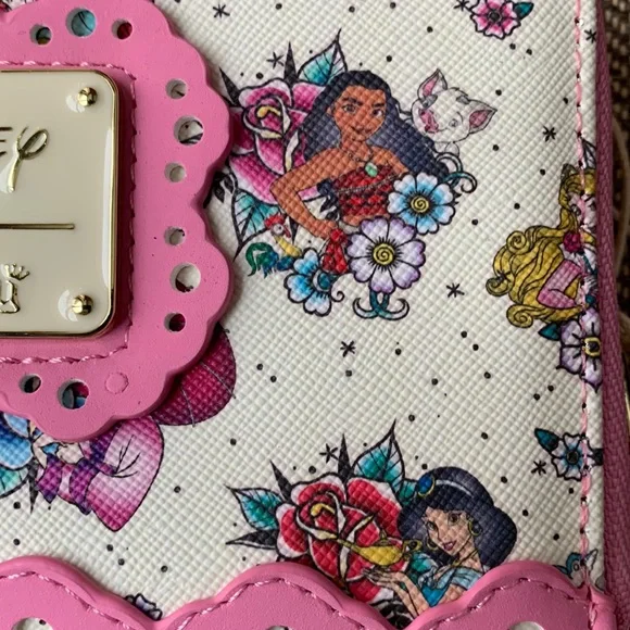 FINAL PRICE! Loungefly Disney Princess Tattoo AOP Zip Around Wallet - Picture 4 of 15